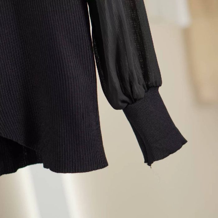 80a2bb9b-dddb-4347-b1ff-a89c909b66ac خرید شومیز بافت آستین حریر فانتزی - تصویر 5