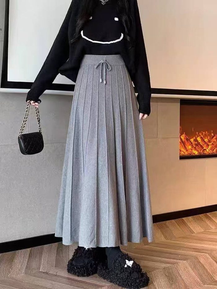 خرید دامن بافت زمستانه بلند - تصویر 12